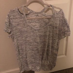 Heather gray tee with cut outs